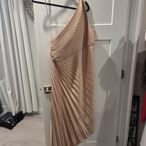 A.L.C. Asymmetrical Pleated Dress in Tan